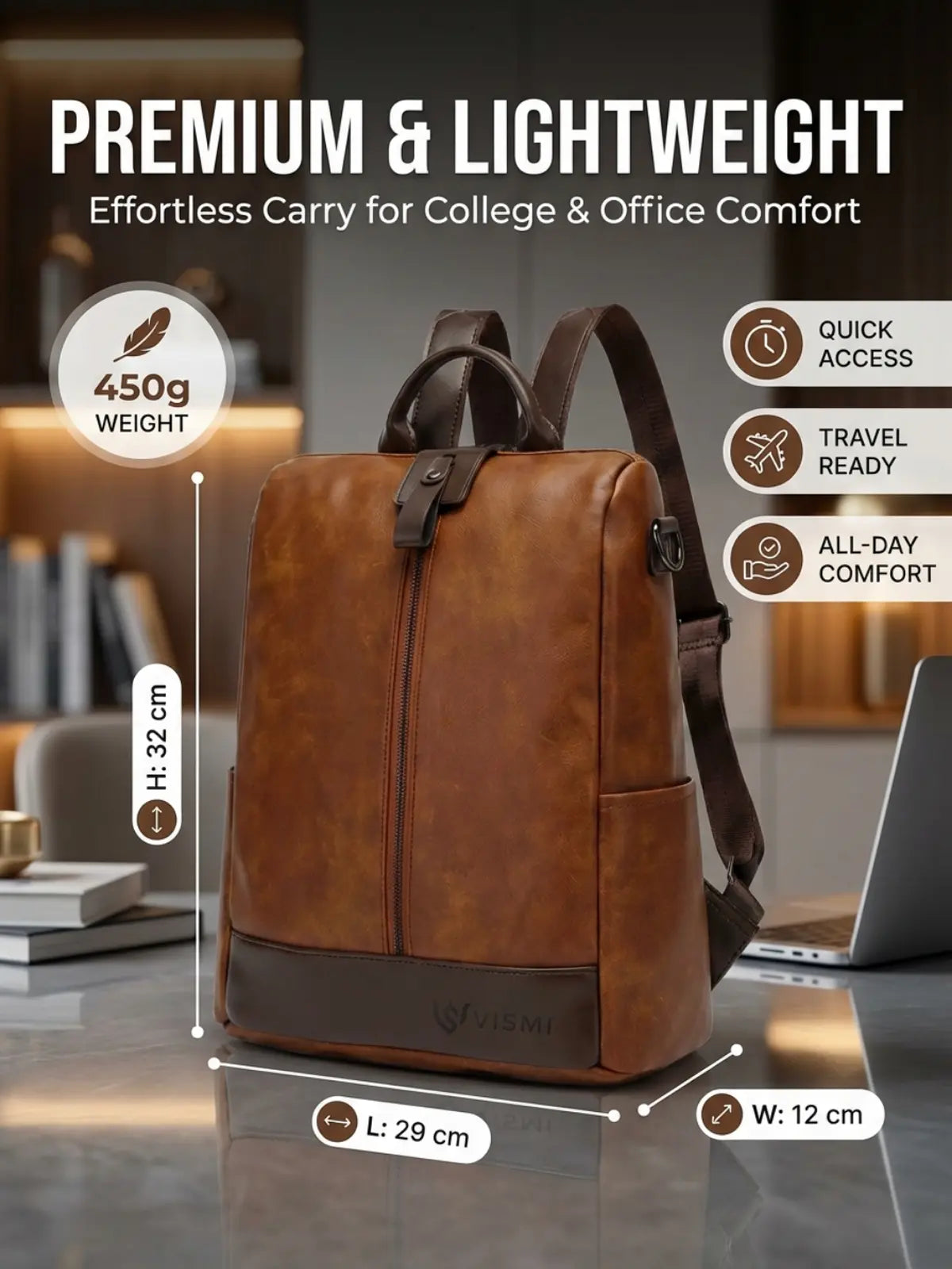 Timeless Aura Women Backpack Handbag - Tan