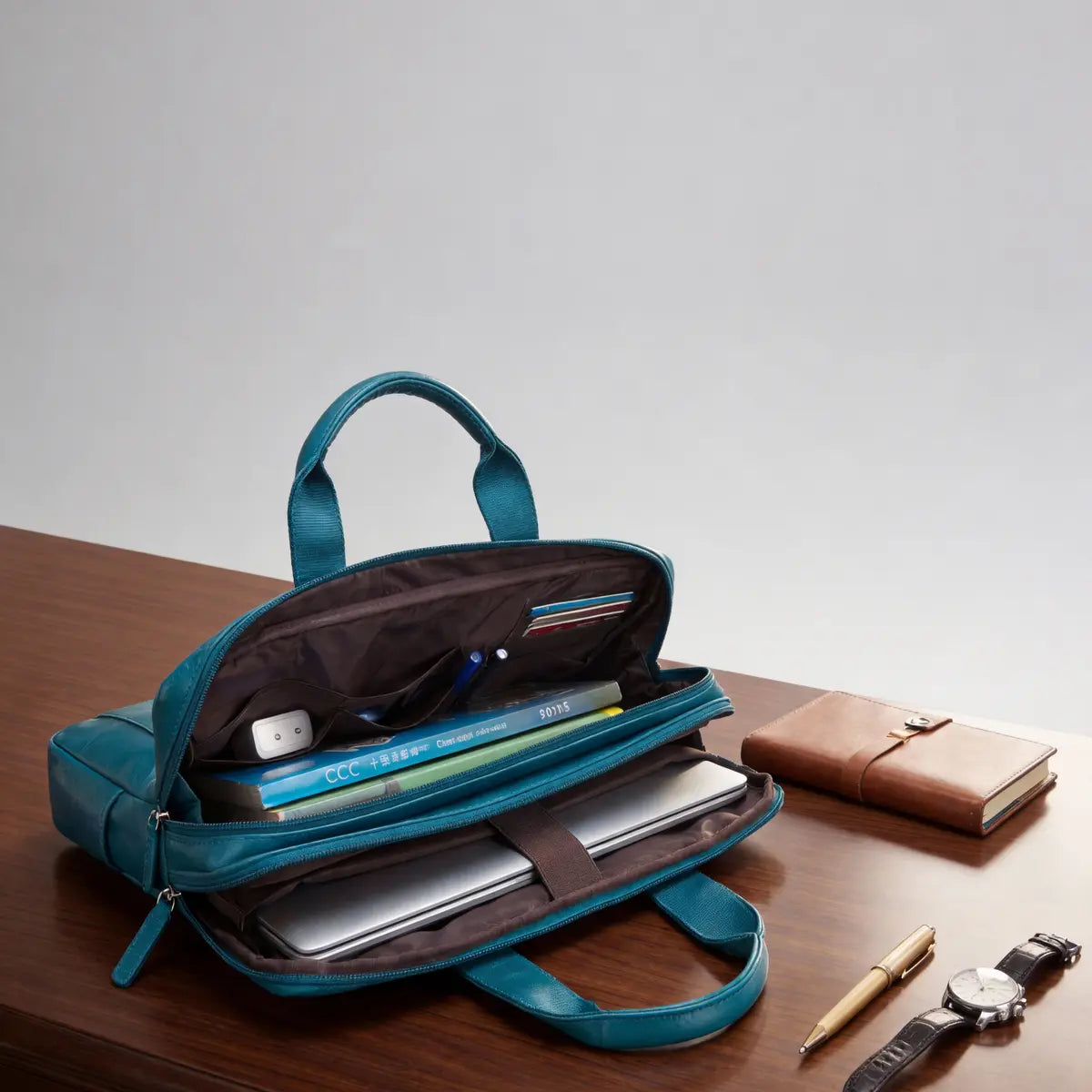 Timeless Urban Laptop Messenger Briefcase Bag - Teal Blue