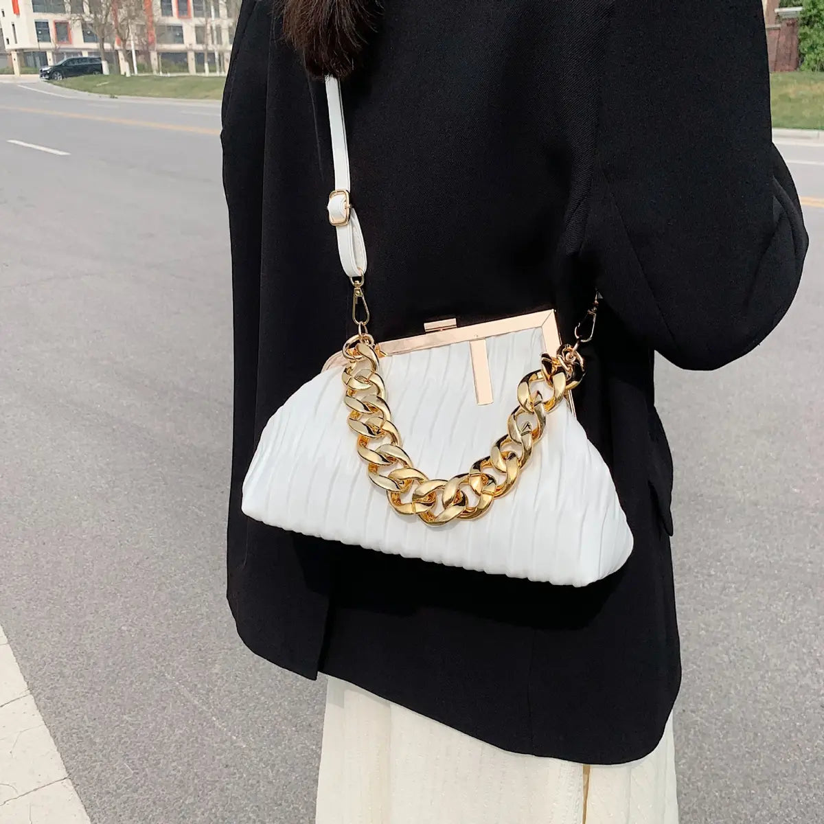 Fashionista Hobo Shoulder Bag -White