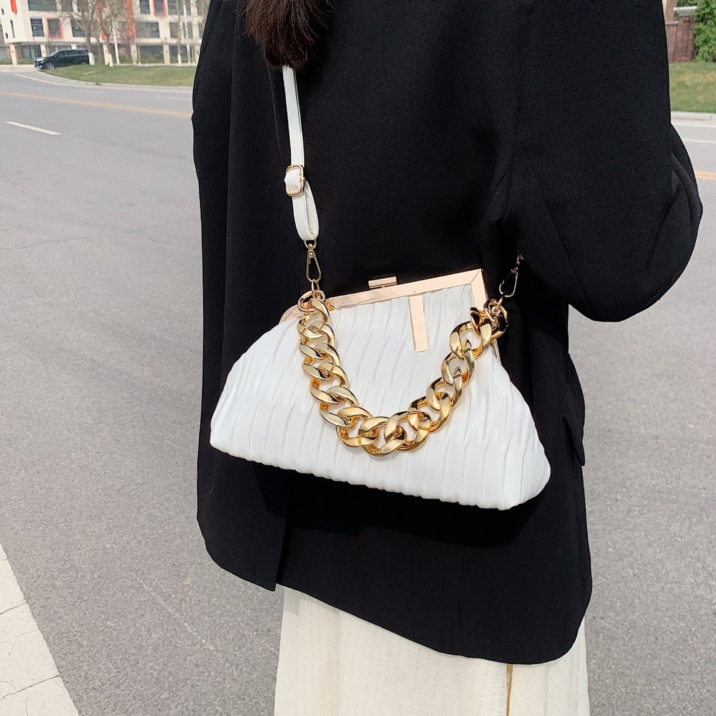 Fashionista Hobo Shoulder Bag -White