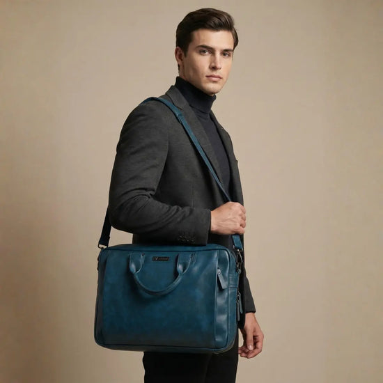 Timeless Urban Laptop Messenger Briefcase Bag - Teal Blue