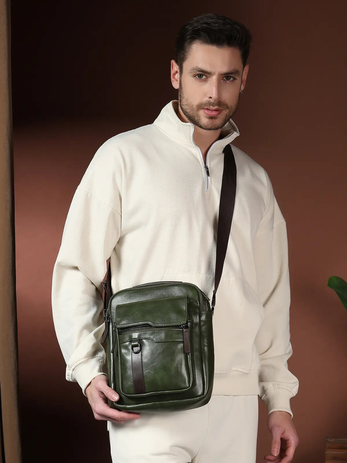 Timeless Alpha Men's Messenger Bag - Olive Green