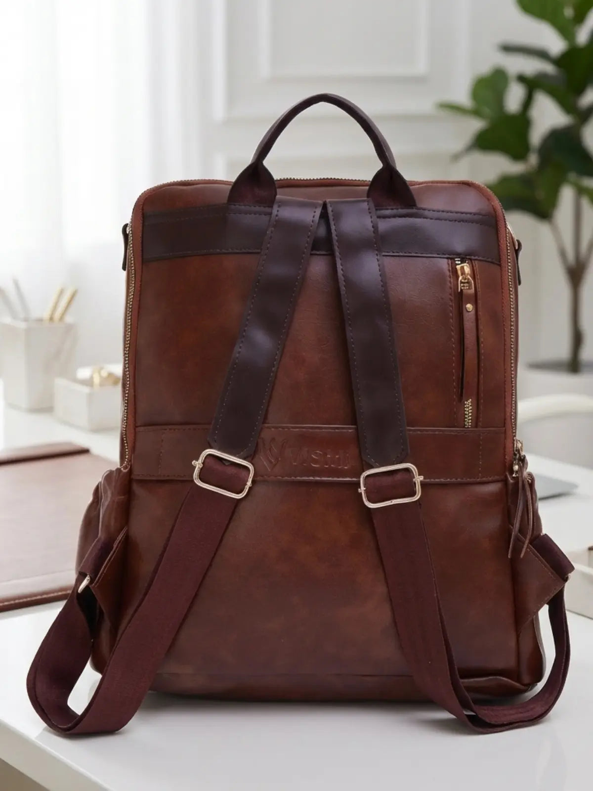 Timeless Diva Women Laptop Backpack - Coffee Brown