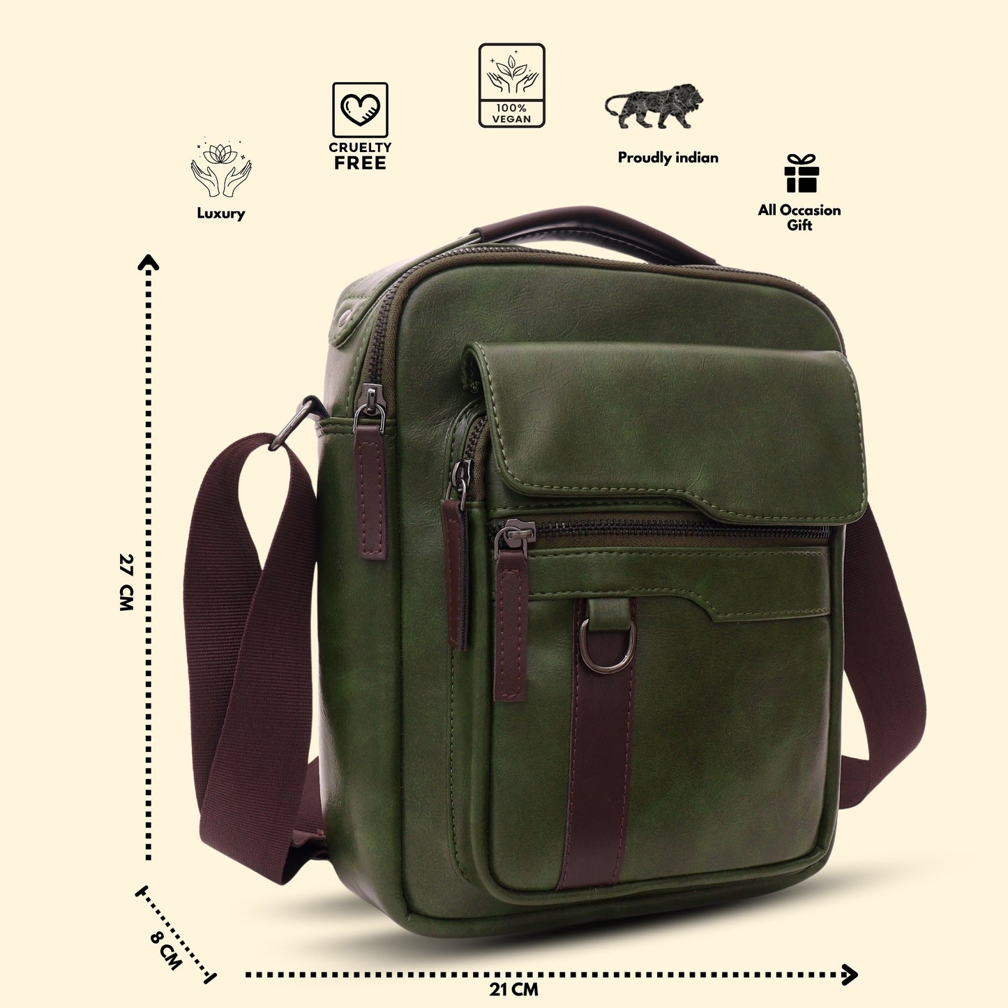 Timeless Alpha Men's Messenger Bag - Olive Green
