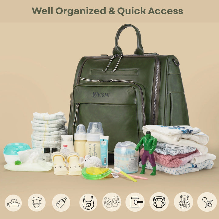 Timeless Backpack Messenger Diaper Bag - Olive Green