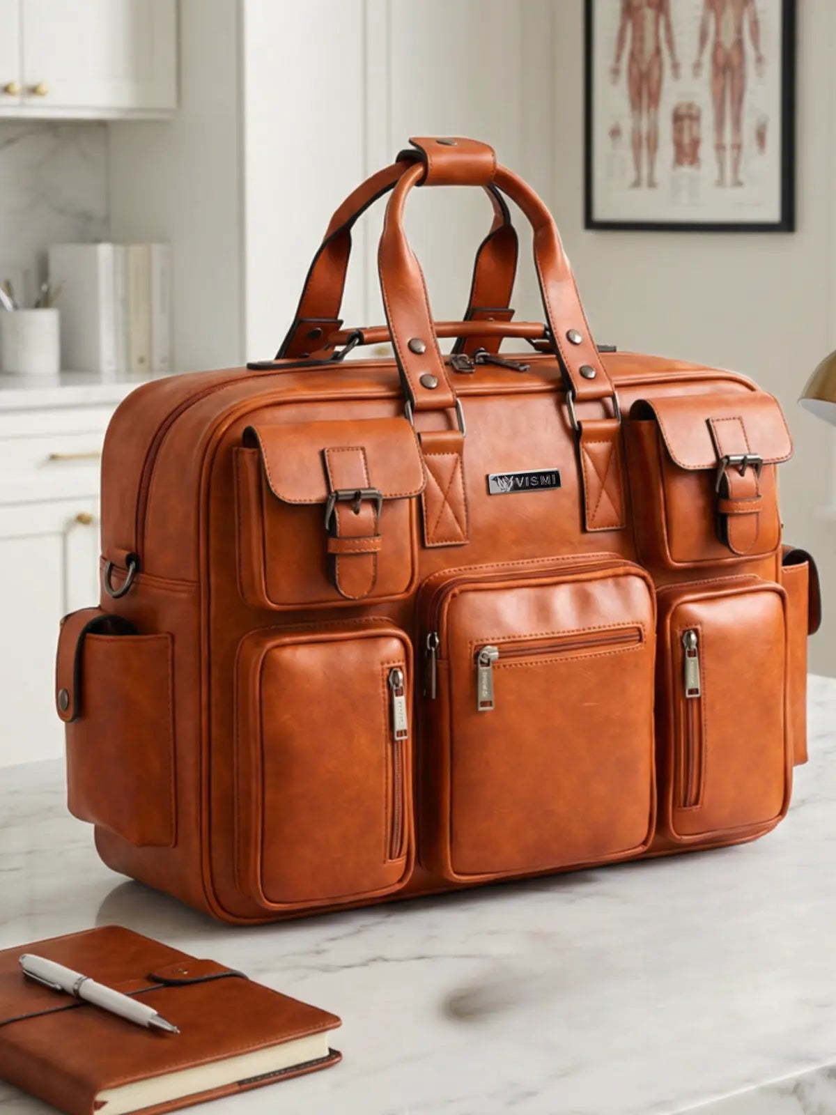 Timeless Commander Laptop Bag with Utility Pouch - Tan