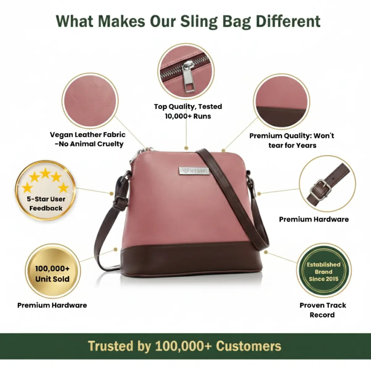 Timeless Luxe Women's Sling Bag - Blush Pink