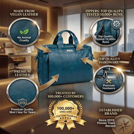 Timeless Urban Laptop Messenger Briefcase Bag - Teal Blue