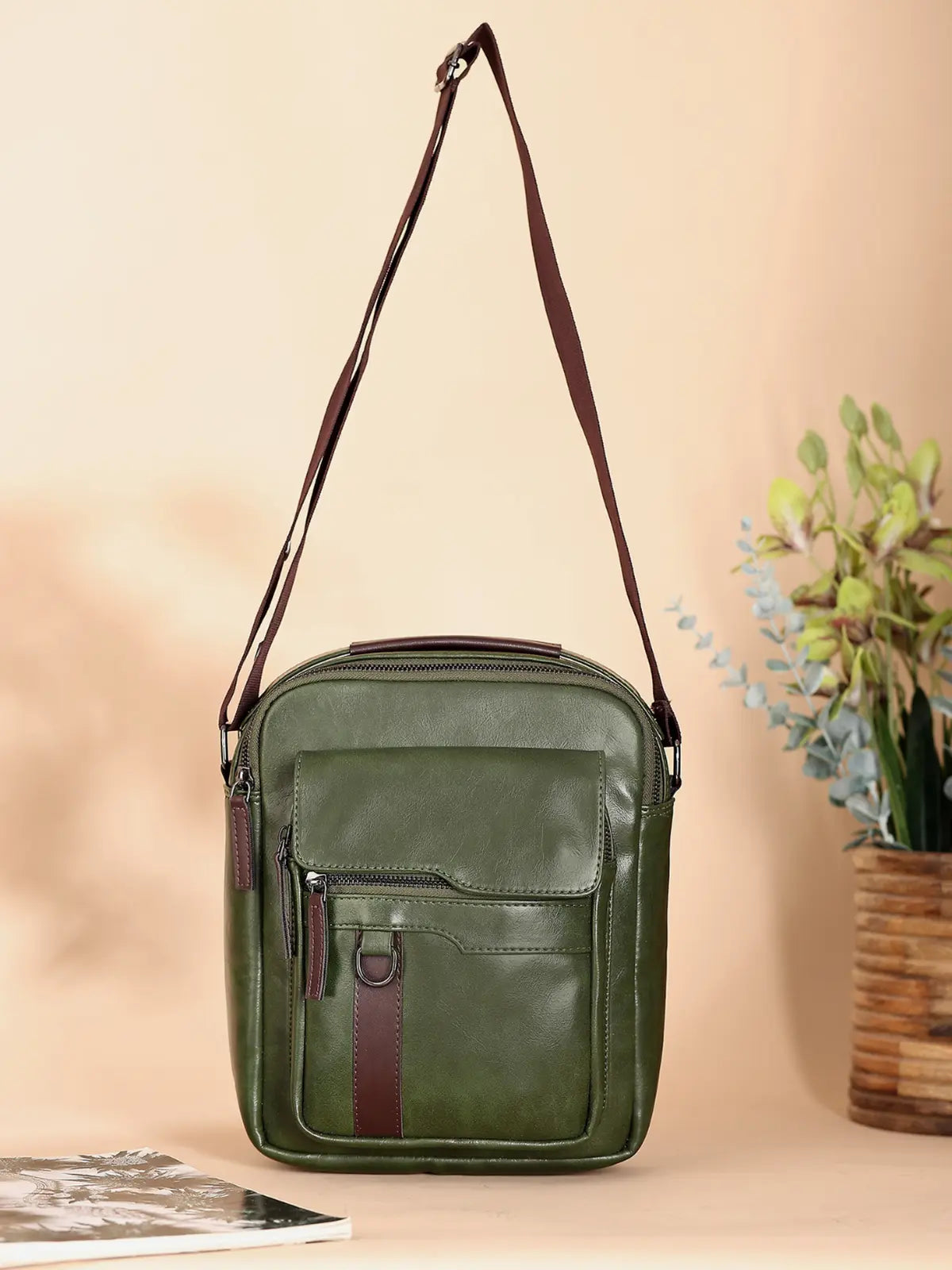 Timeless Alpha Men's Messenger Bag - Olive Green