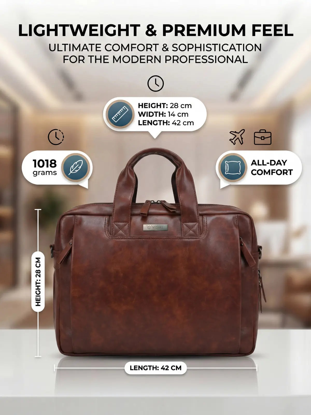 Timeless Urban Laptop Messenger Briefcase Bag - Coffee Brown