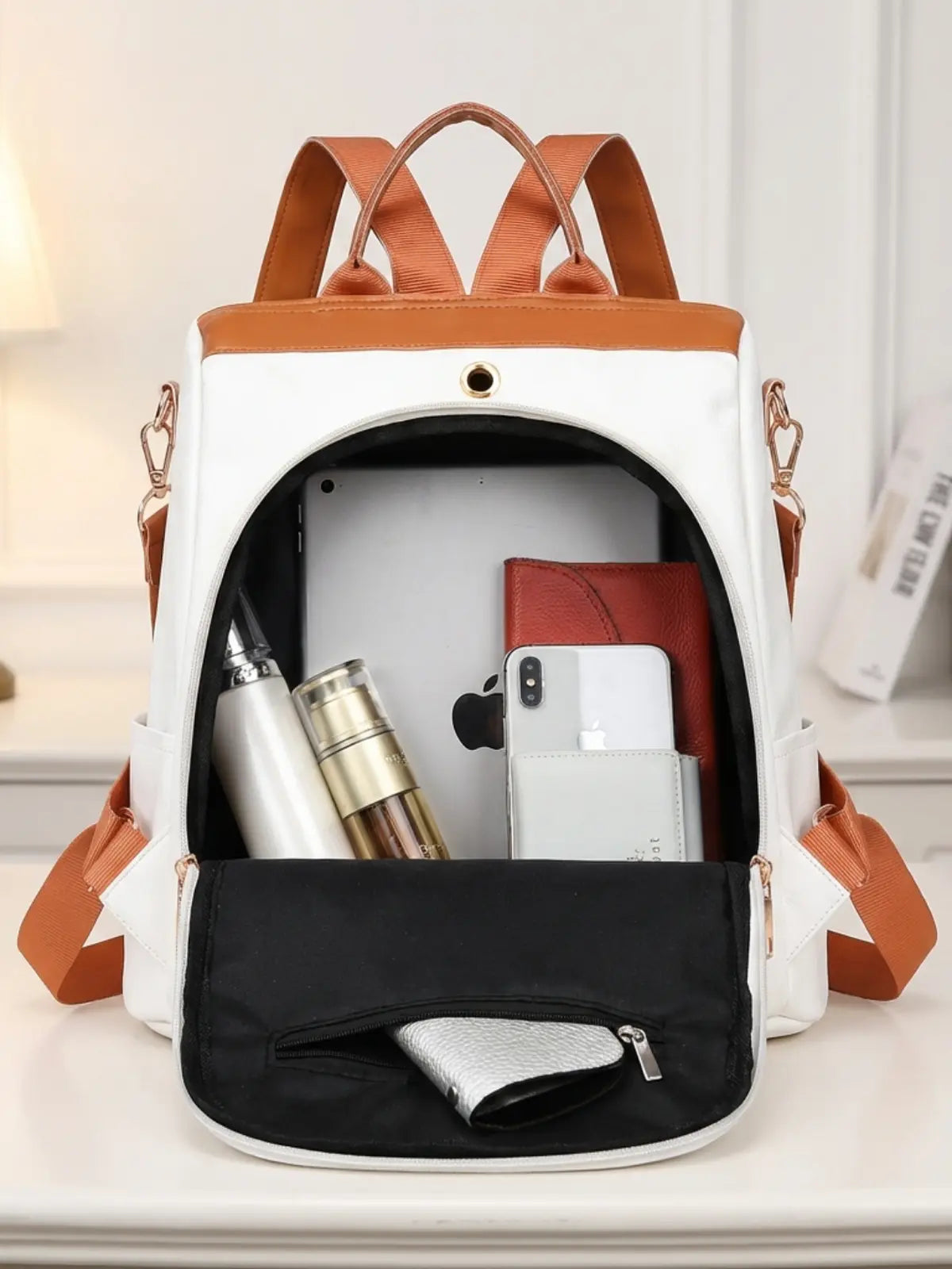 Timeless Aura Women Backpack Handbag - White