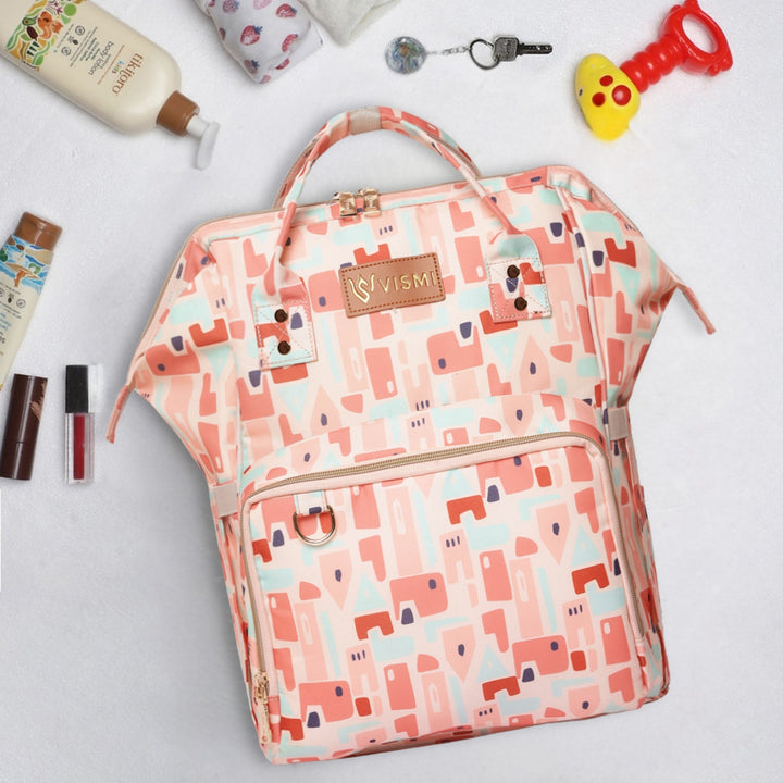 Snappy Zappy Backpack Diaper Bag - Geometric Pink
