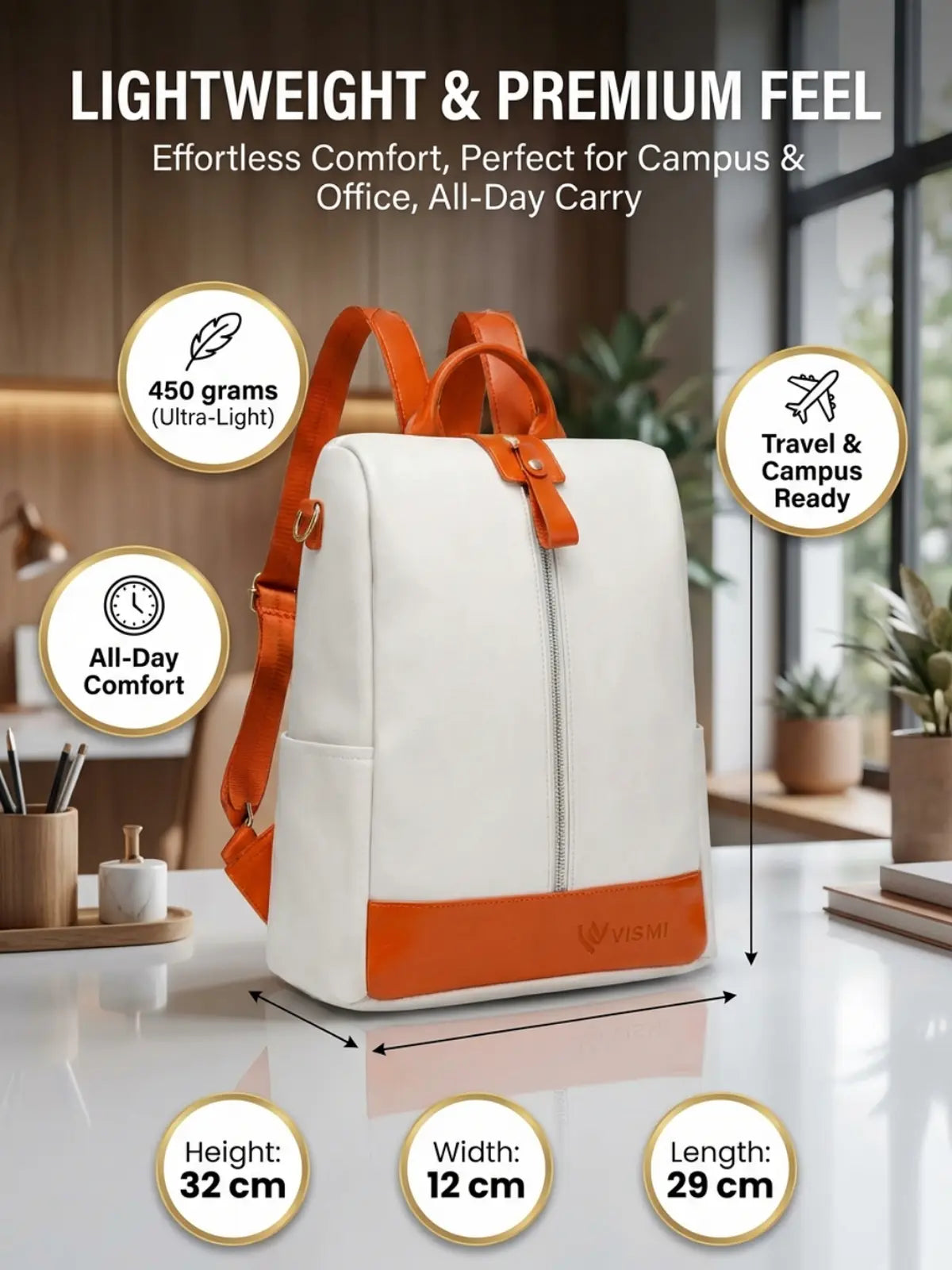 Timeless Aura Women Backpack Handbag - White