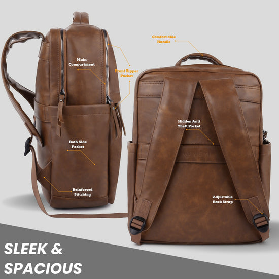 Timeless Voyager Laptop Backpack - Coffee Brown