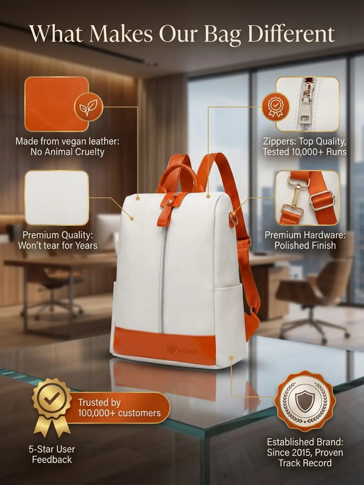 Timeless Aura Women Backpack Handbag - White