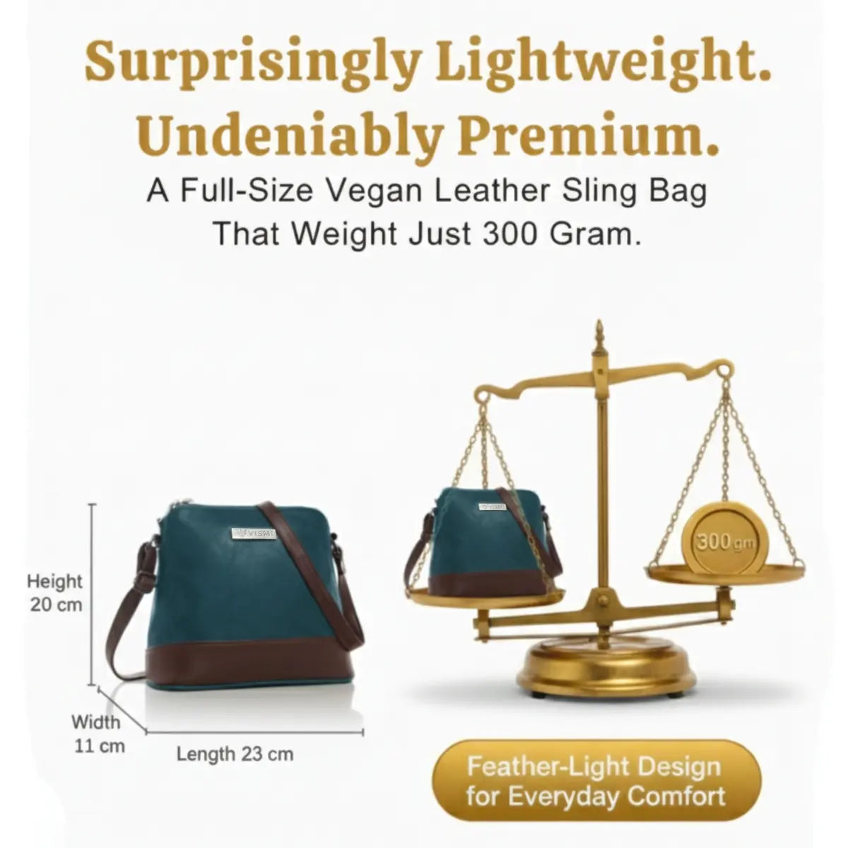 Timeless Luxe Women's Sling Bag - Teal blue