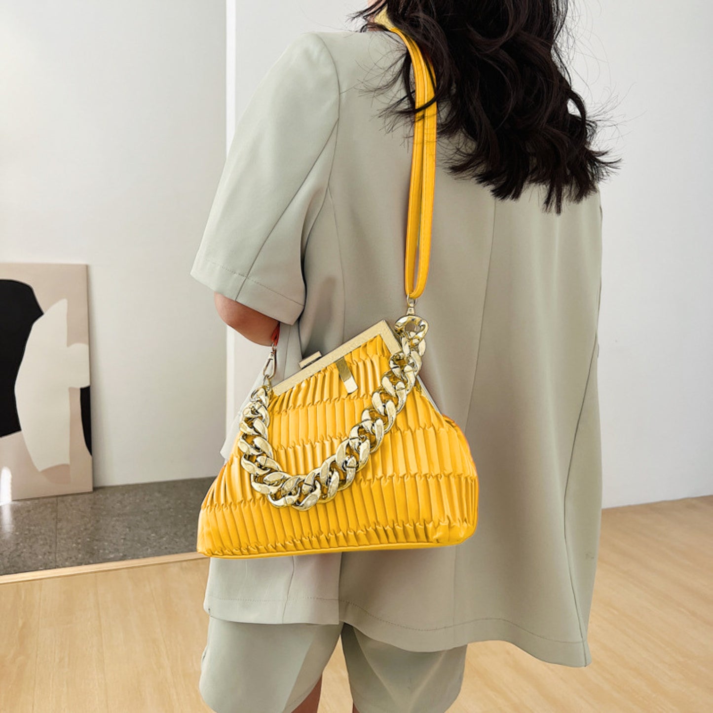 Fashionista Hobo Shoulder Bag- Yellow