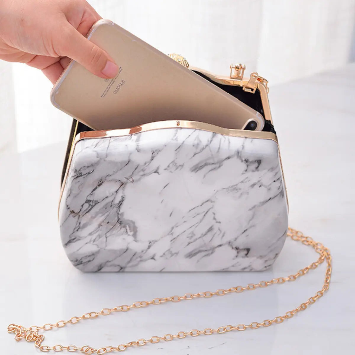 Marble Evening Bag- White