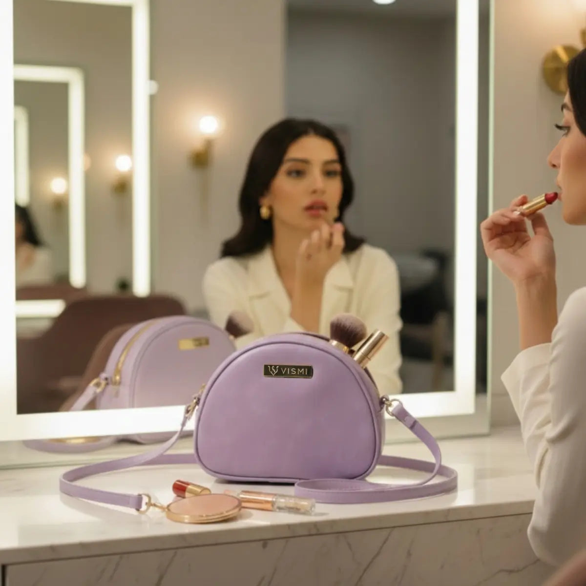 Women’s crossbody sling bag made from premium vegan leather with a sleek modern design