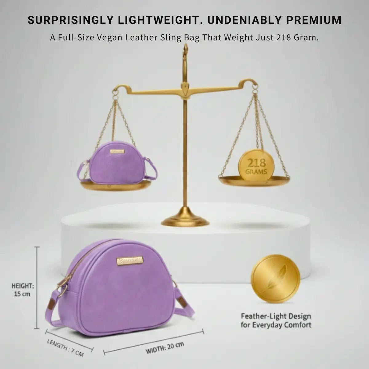 Women’s crossbody sling bag made from premium vegan leather with a sleek modern design