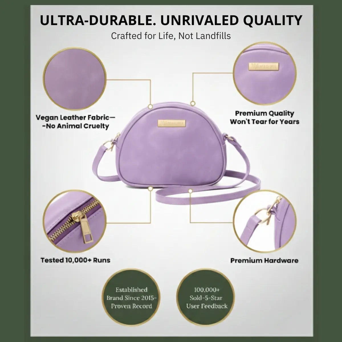 Women’s crossbody sling bag made from premium vegan leather with a sleek modern design