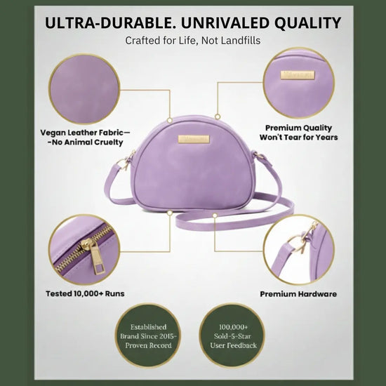 Women’s crossbody sling bag made from premium vegan leather with a sleek modern design