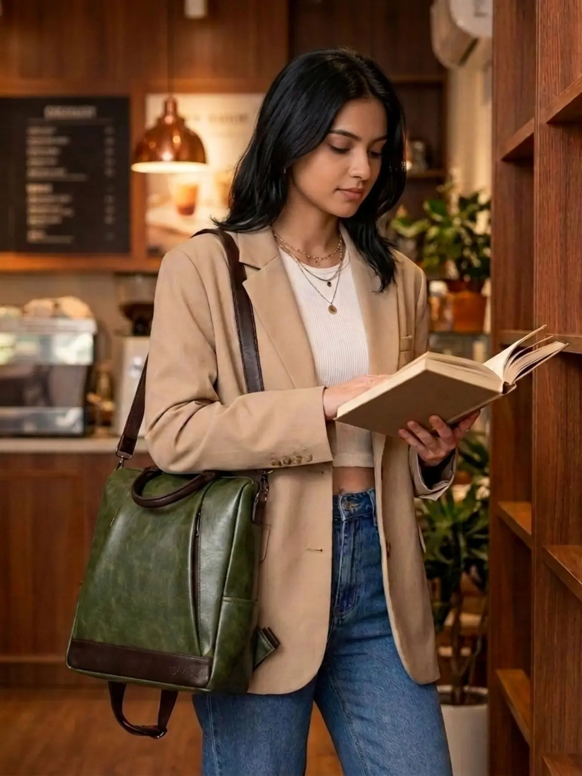 Timeless Kiara Women Backpack Handbag - Olive Green