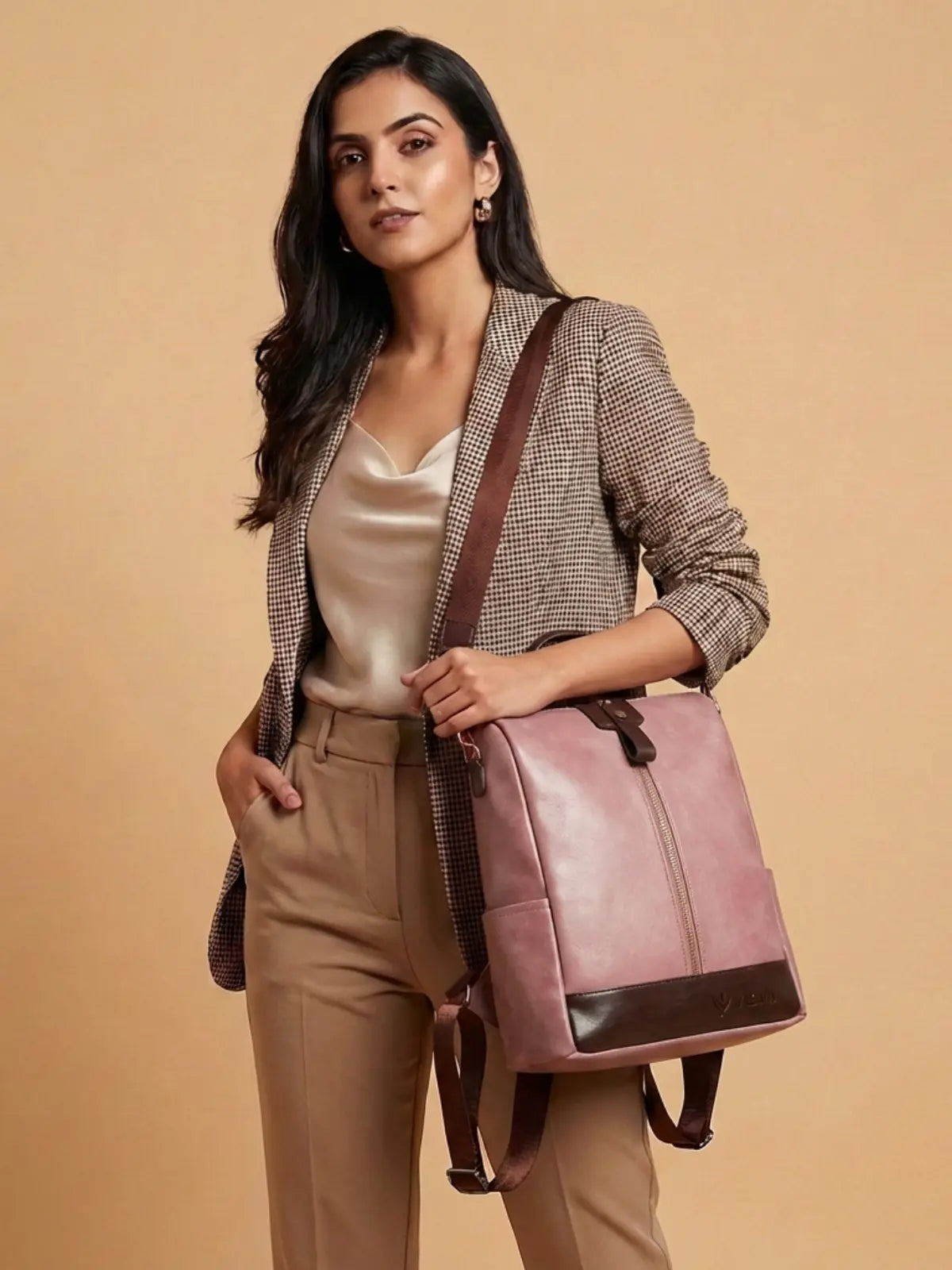 Timeless Aura Women Backpack Handbag - Blush Pink