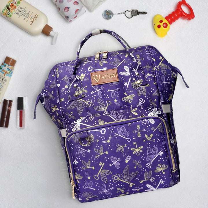 Snappy Zappy Backpack Diaper Bag - Flying Keys Purple