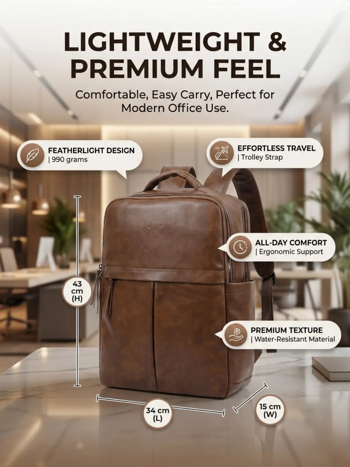 Timeless Voyager Laptop Backpack - Coffee Brown