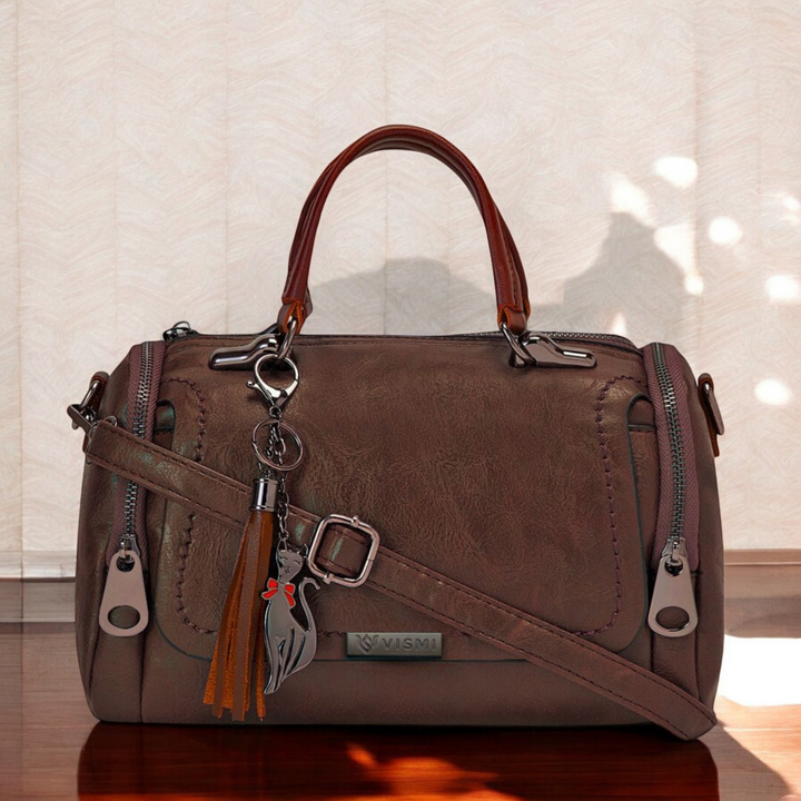 Timeless Mystique Satchel Handbag - Coffee Brown