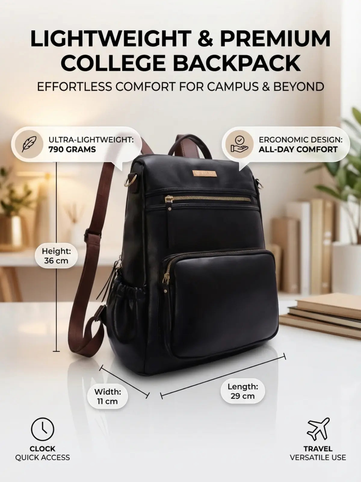 Timeless Diva Women Laptop Backpack - Black