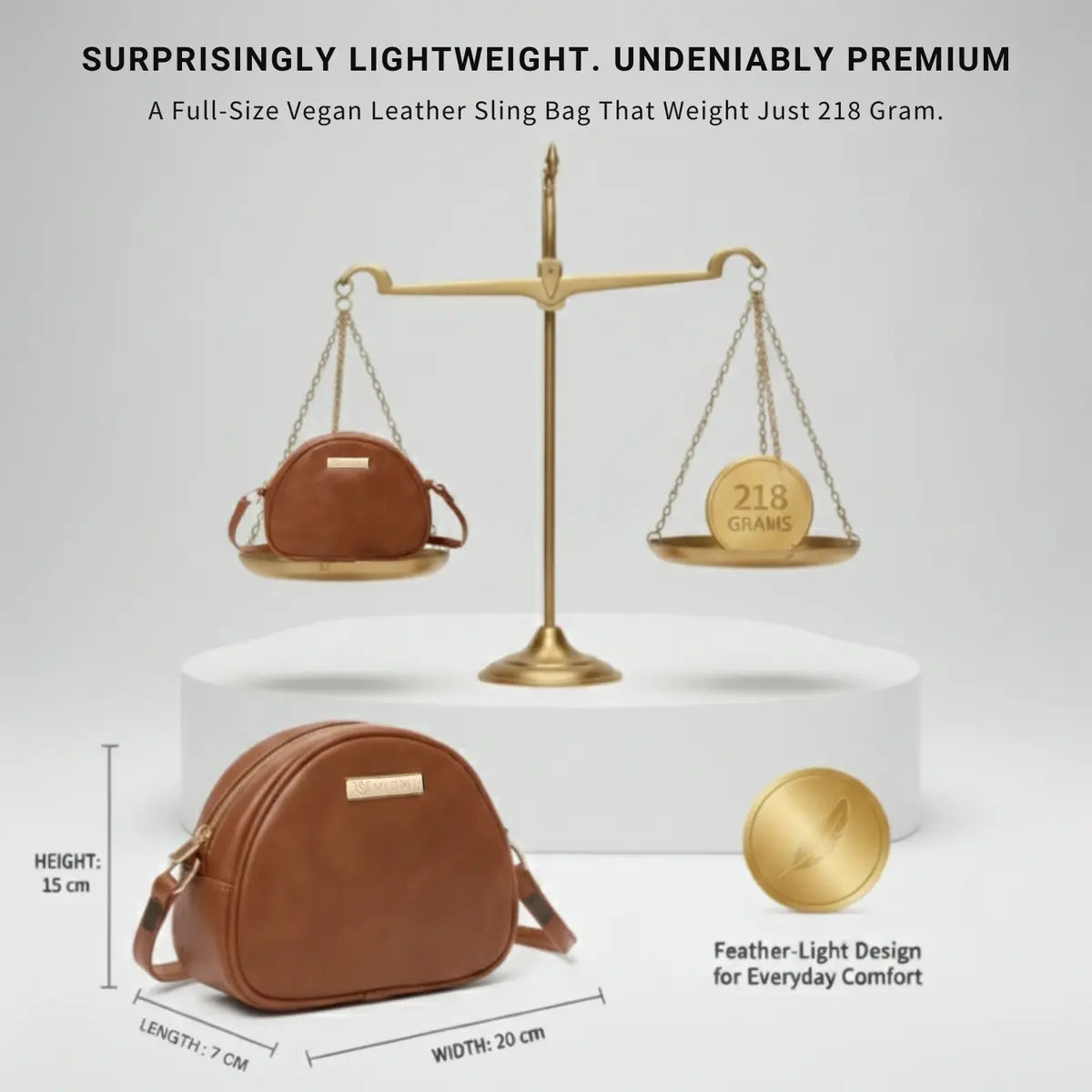 Women’s crossbody sling bag made from premium vegan leather with a sleek modern design.