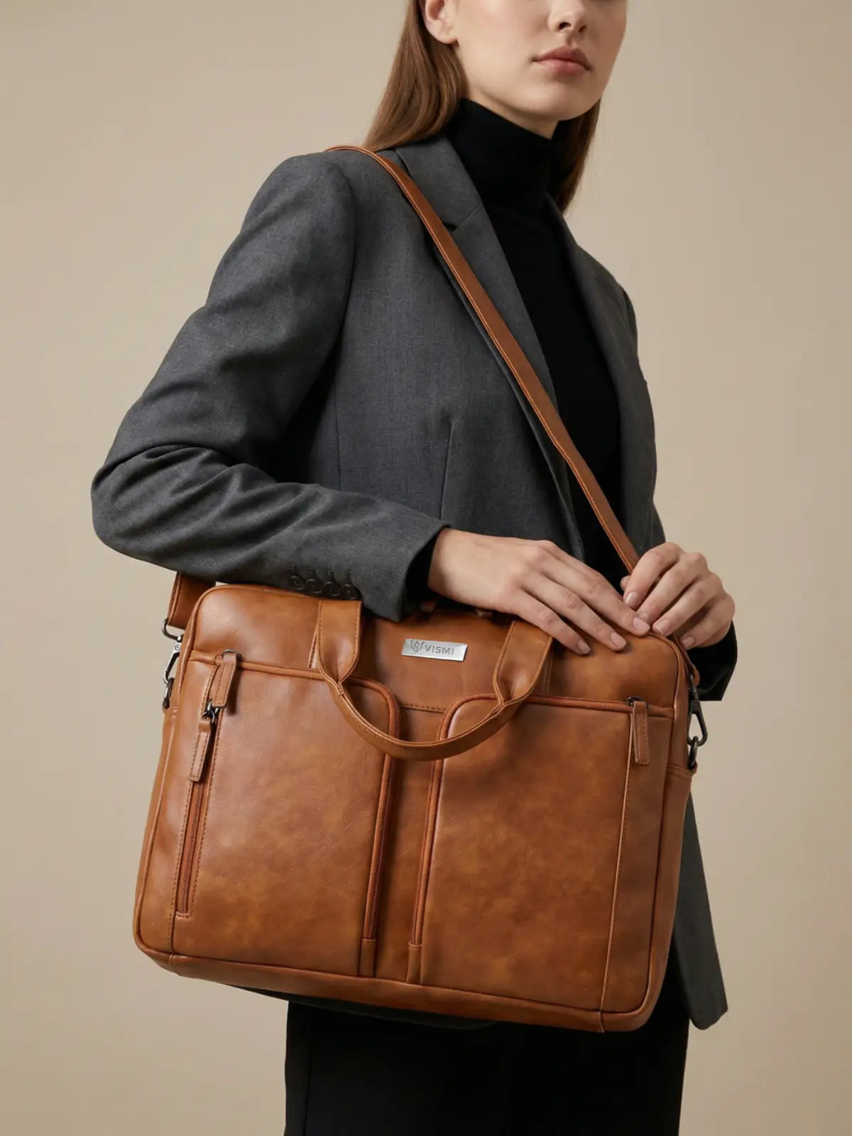 Timeless Orbit Laptop Messenger Bag - Tan