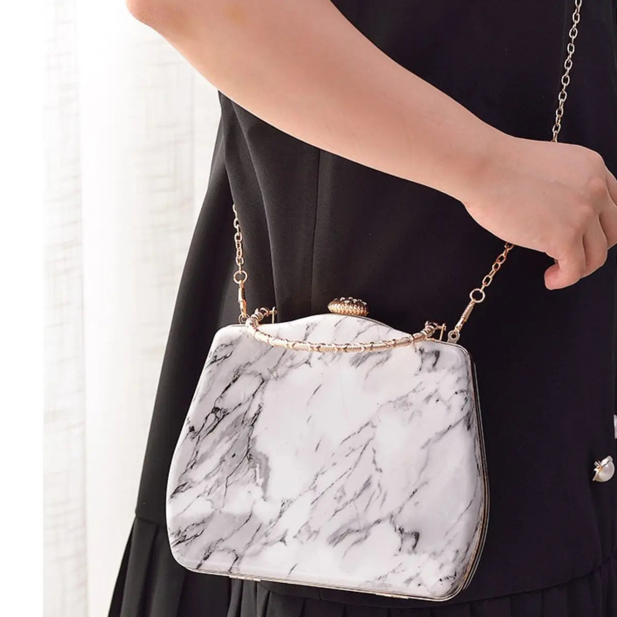Marble Evening Bag- White
