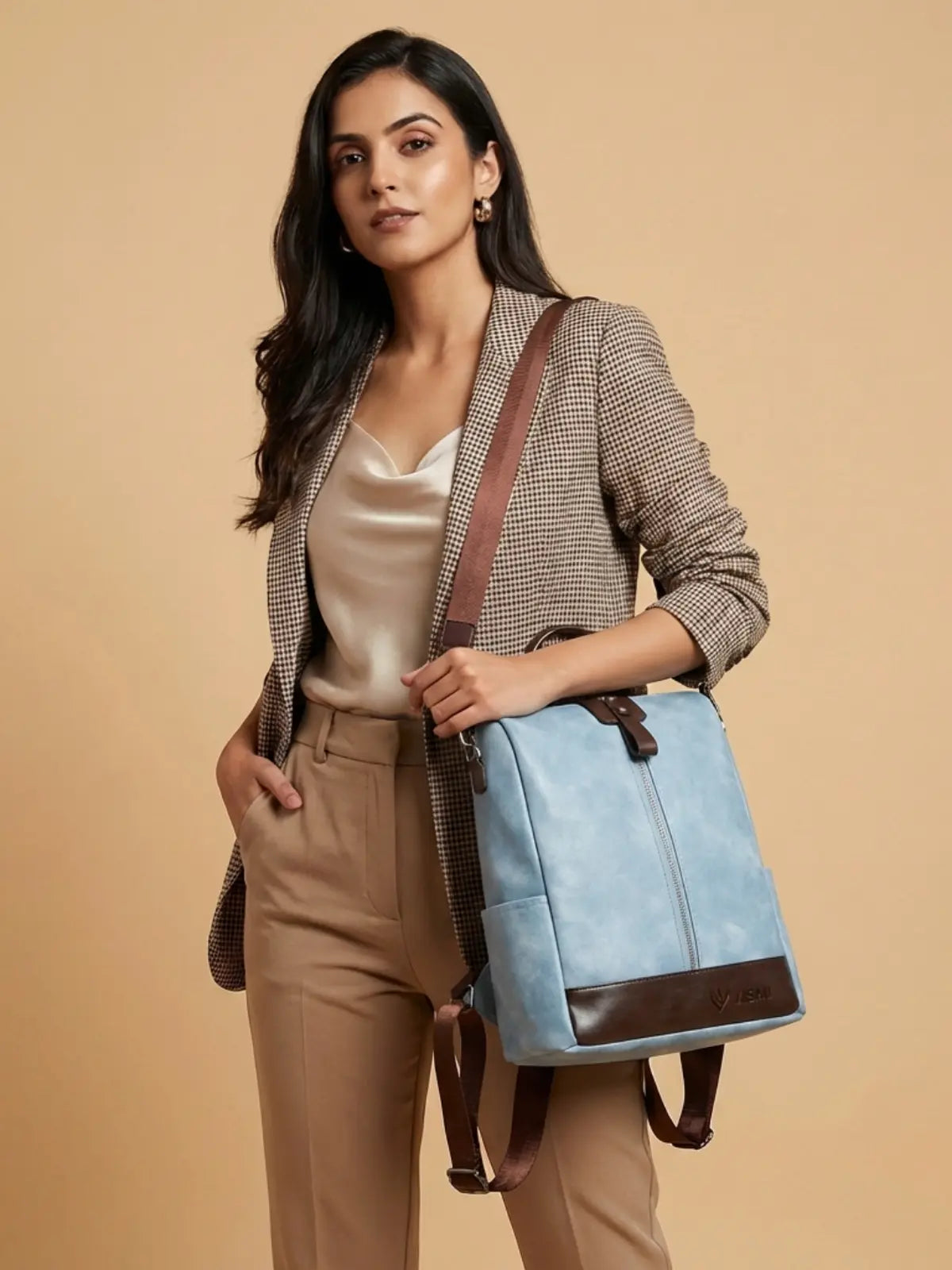 Timeless Aura Women Backpack Handbag - Sky Blue