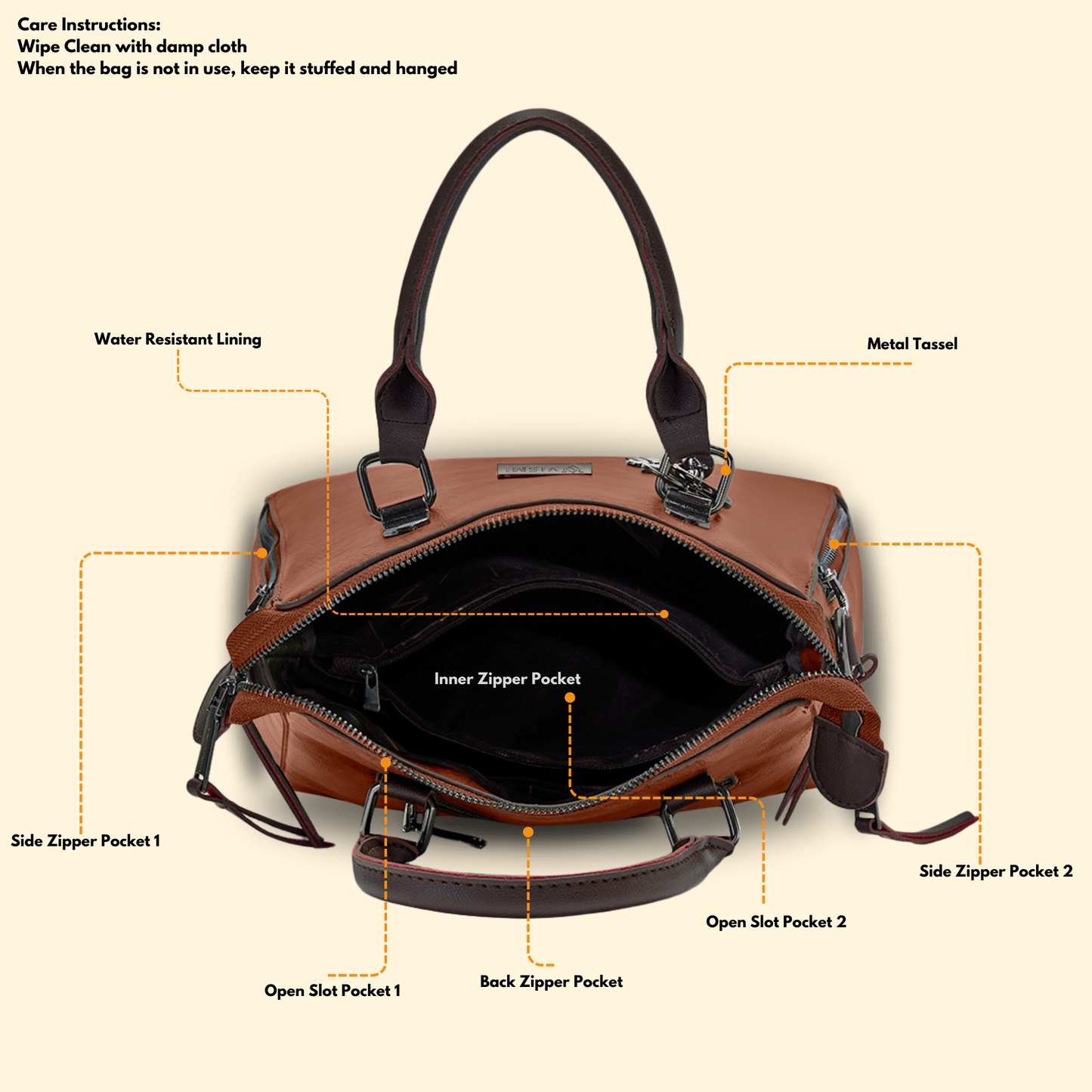 Timeless Elegance Satchel Handbag - Coffee Brown