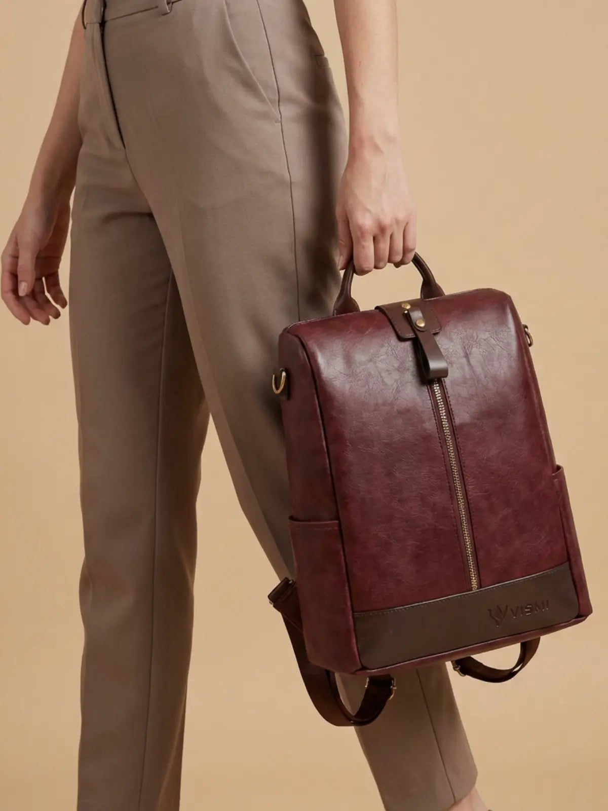 Timeless Aura Women Backpack Handbag - Wine