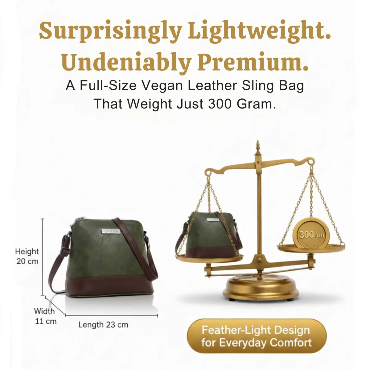 Timeless Luxe Women's Sling Bag - Olive Green