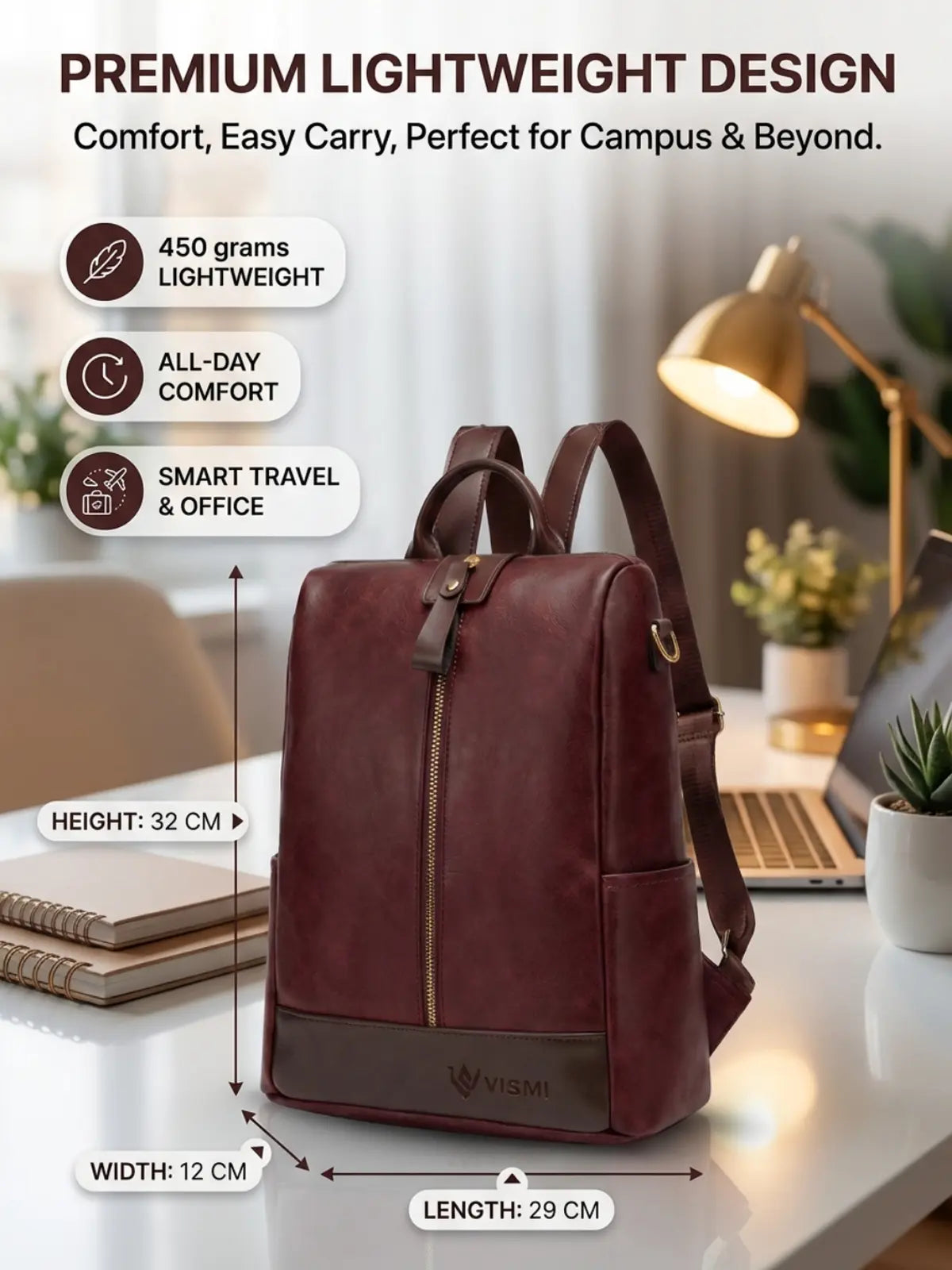 Timeless Aura Women Backpack Handbag - Wine