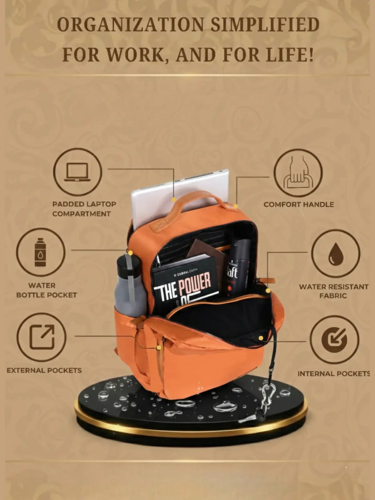 Everyday Essentials Travel Laptop Backpack - Orange