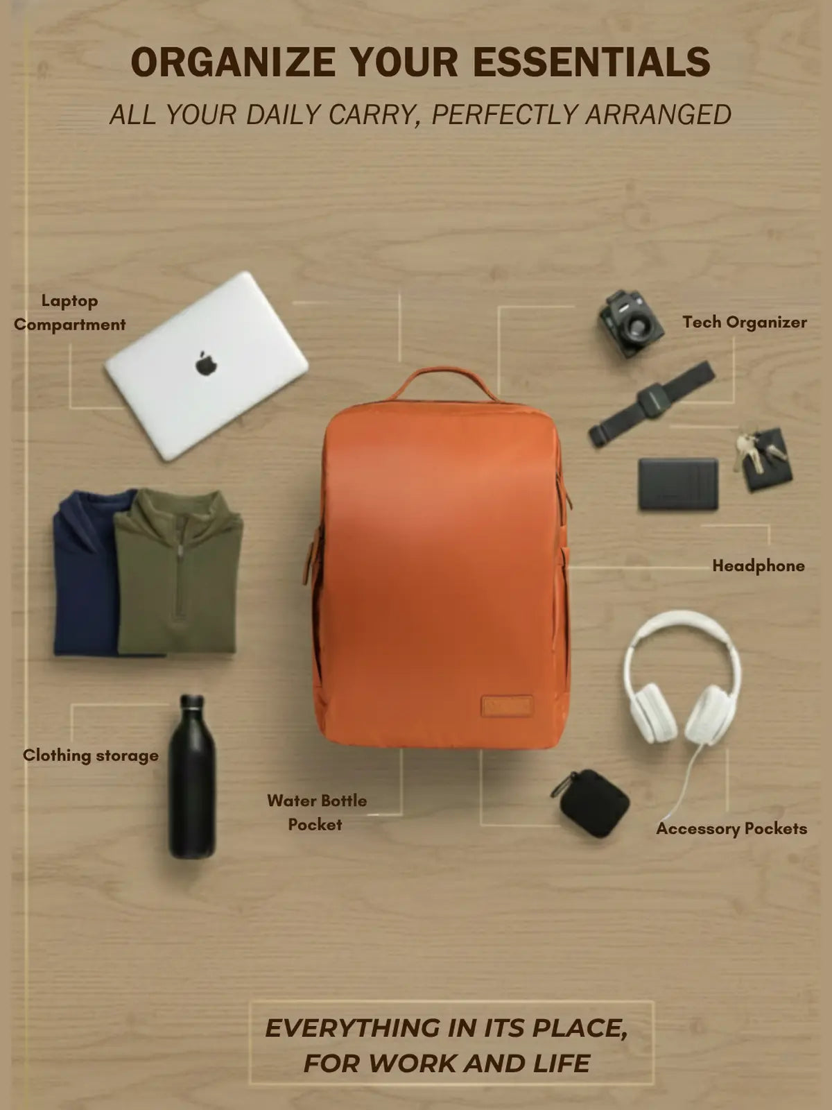 Everyday Essentials Travel Laptop Backpack - Orange