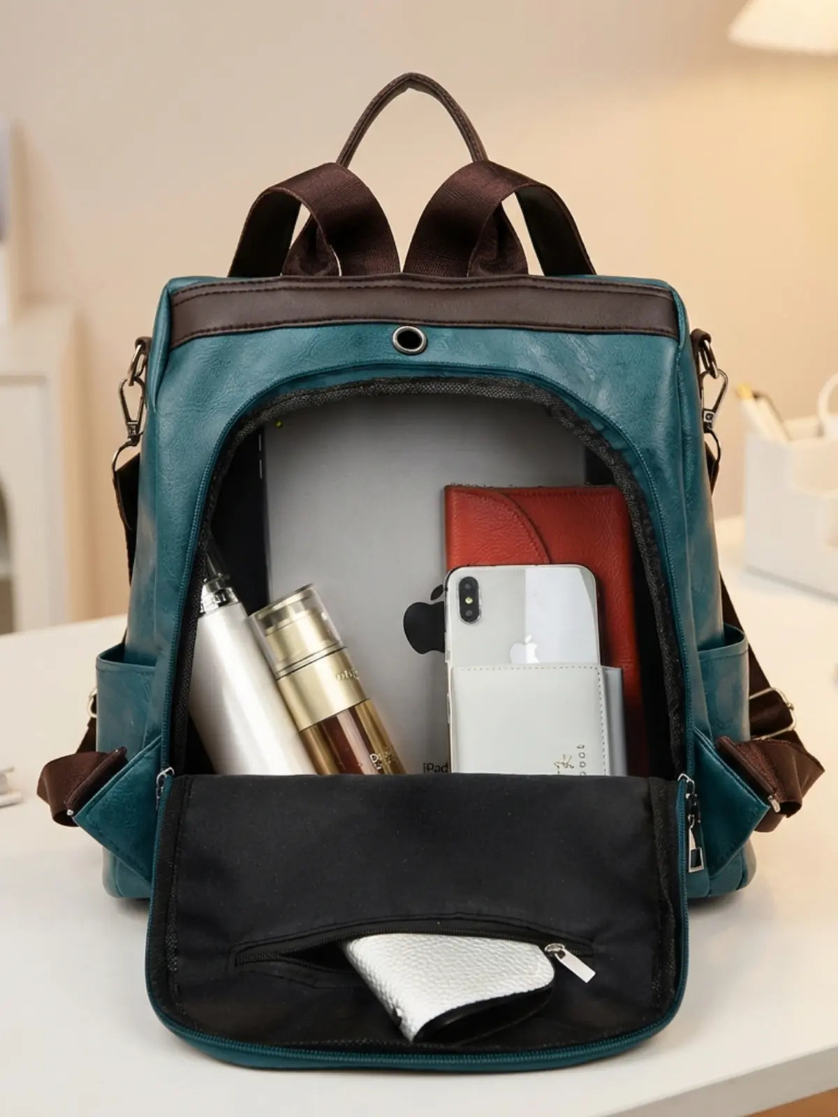 Timeless Aura Women Backpack Handbag - Teal Blue