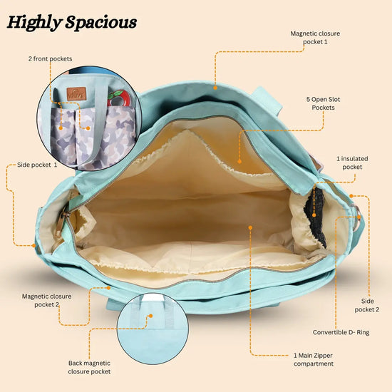 Cuddle Carry Tote Diaper Bag - Turquoise