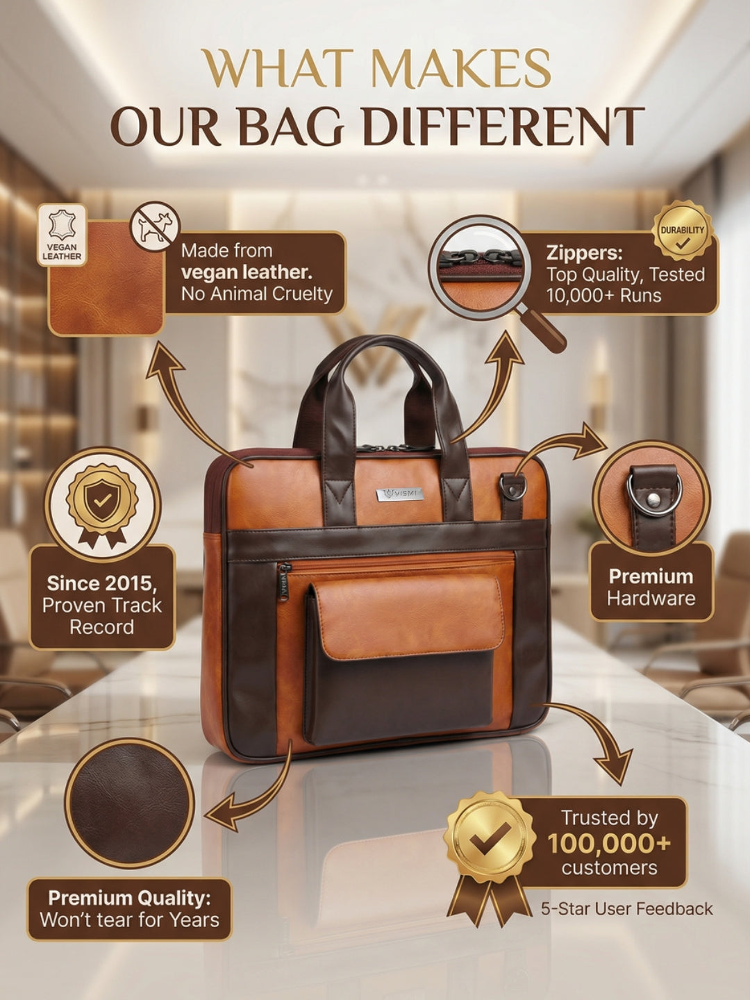 Timeless Prime Laptop Messenger Bag - Tan