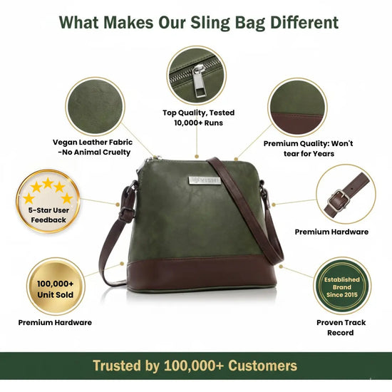 Timeless Luxe Women's Sling Bag - Olive Green
