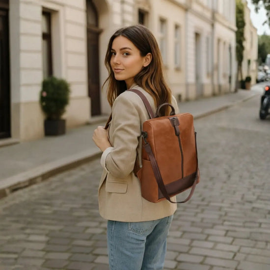 Timeless Aura Women Backpack Handbag - Tan