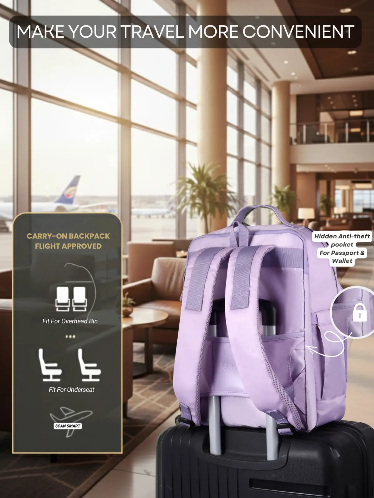 Everyday Essentials Travel Laptop Backpack - Lavender