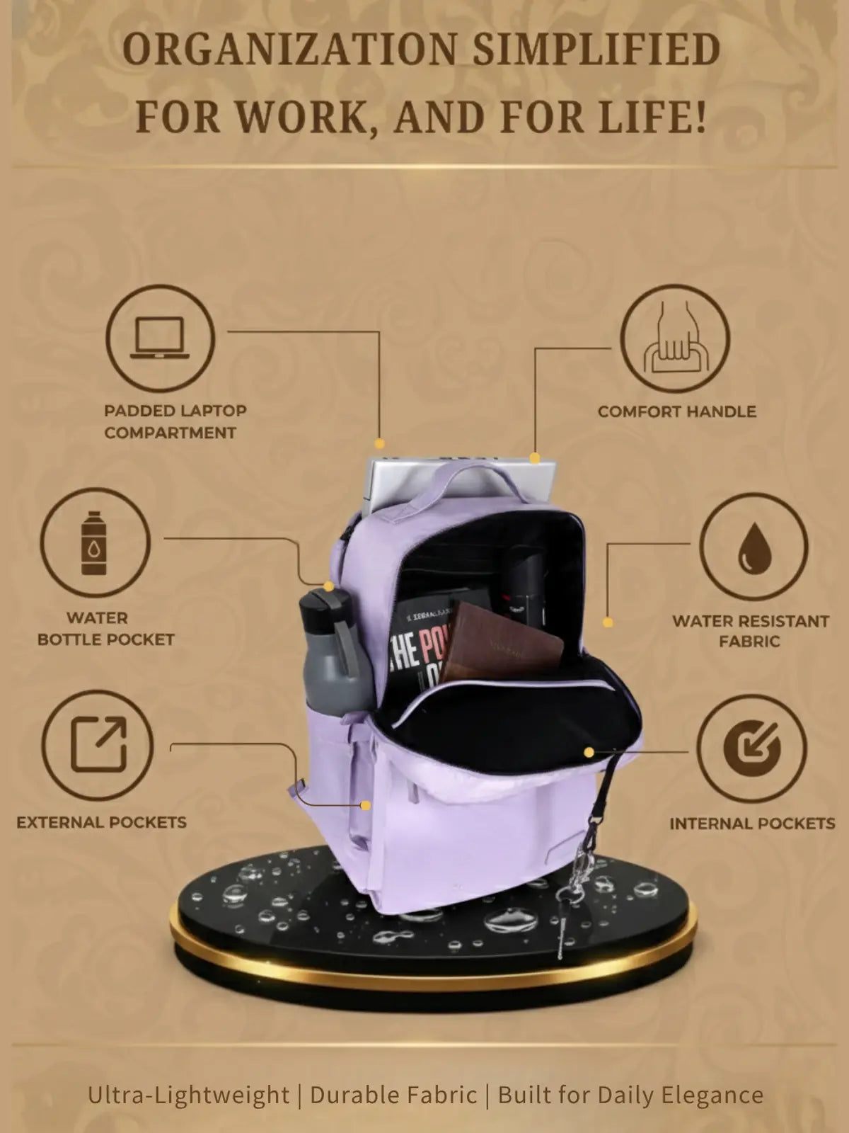 Everyday Essentials Travel Laptop Backpack - Lavender