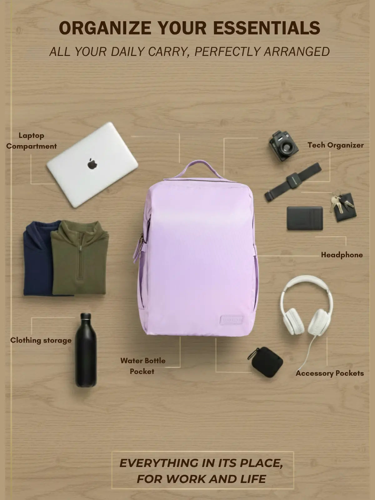 Everyday Essentials Travel Laptop Backpack - Lavender
